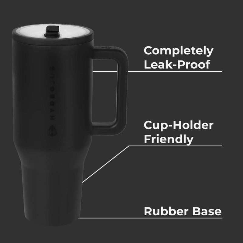 HydroJug Traveler - Vaso moderno con asa y pajilla abatible, resistente a fugas, reutilizable y aislado de acero inoxidable