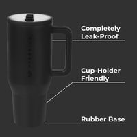 HydroJug Traveler - Vaso moderno con asa y pajilla abatible, resistente a fugas, reutilizable y aislado de acero inoxidable