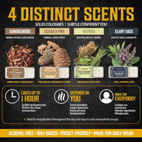 Viking Revolution Paquete de 4 colonias sólidas para hombre, perfume sólido variedad de madera, salvia, vetiver y sándalo
