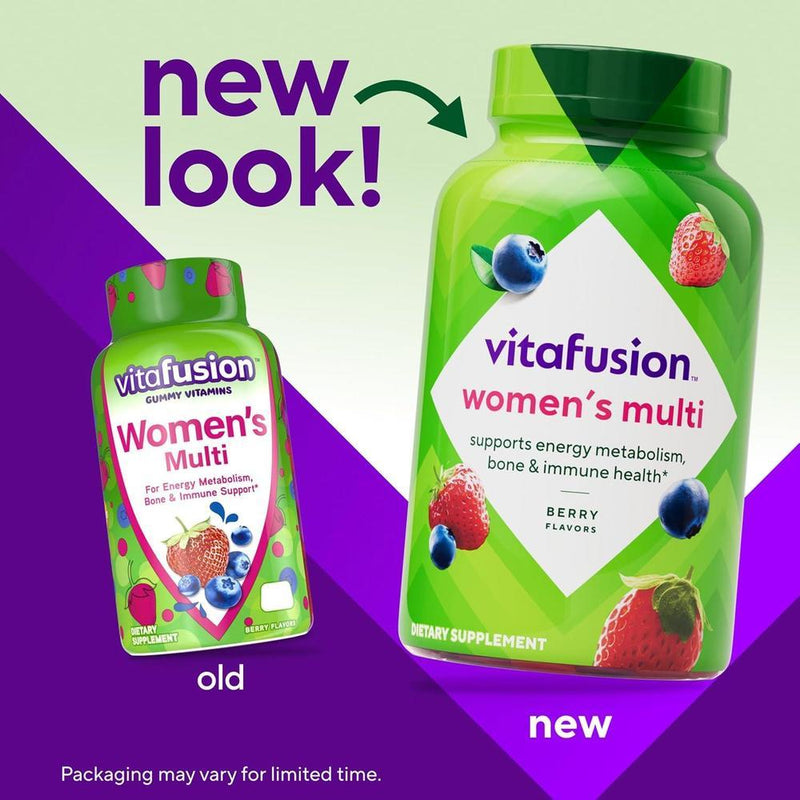 Vitaminas en Goma para Mujeres Vitafusion - Multivitaminas con Sabor a Bayas para Energía, Huesos e Inmunidad