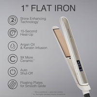 Plancha Remington Shine Therapy infundida con aceite de argán y queratina para un acabado profesional y sin encrespamientos
