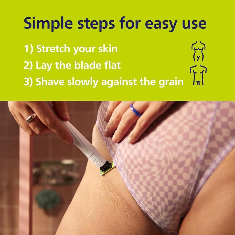 Philips Norelco OneBlade Intimate para aseo púbico, recorta y afeita con protección extra para la piel, modelo QP1924/70