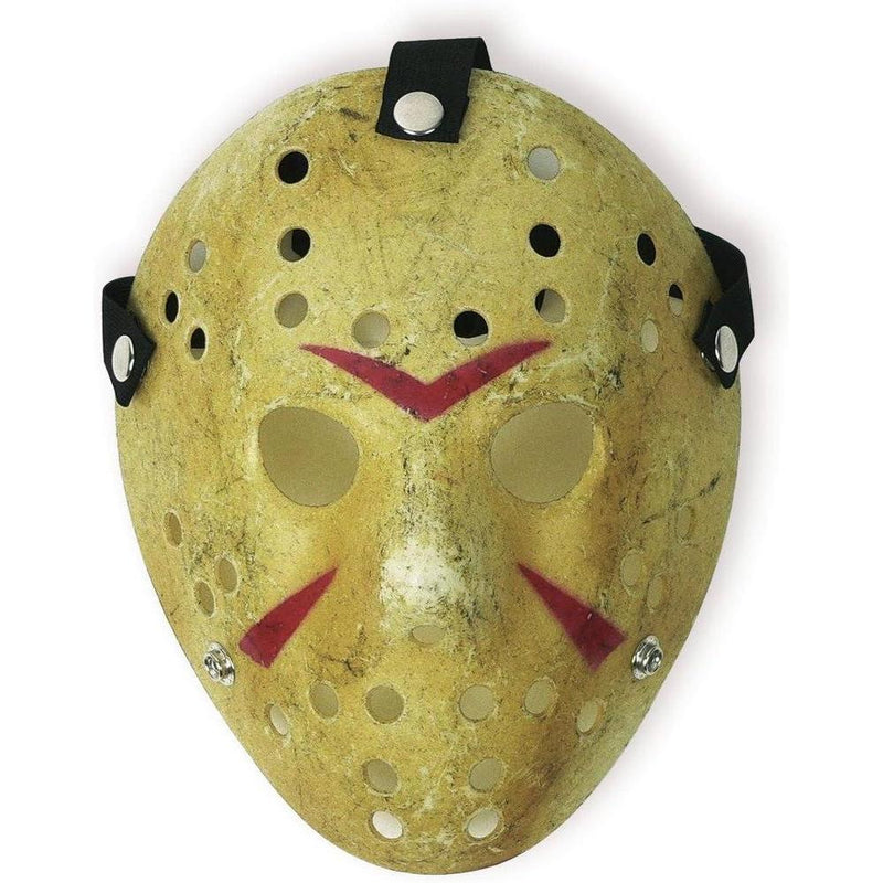 Máscara Cosplay Halloween de terror con diseño de hockey en color amarillo, ideal para disfraces y fiestas temáticas