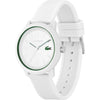 Lacoste Reloj 12.12 de silicona blanco para hombre con movimiento de cuarzo y cristal resistente a arañazos