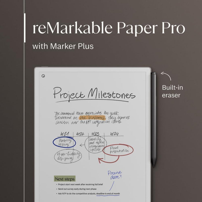 reMarkable Paquete Paper Pro - Incluye tableta de papel reMarkable y bolígrafo Marker Plus con borrador