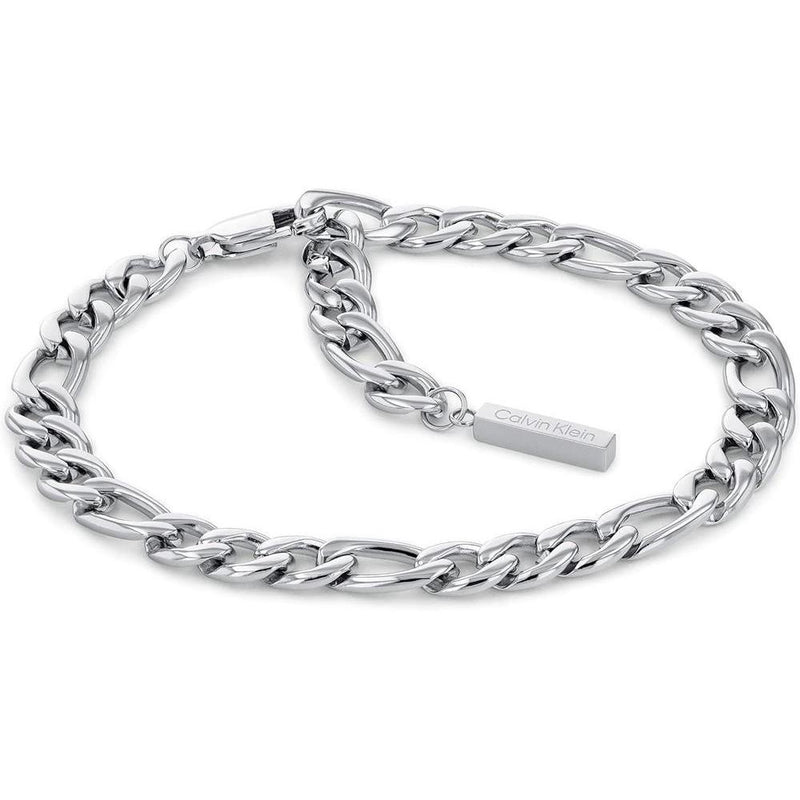 Calvin Klein Pulsera de Cadena Enlazada para Mujer, Acero Inoxidable, Sin Piedra Preciosa, Color Plata, Modelo 35700003