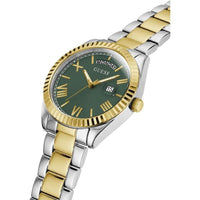 GUESS, reloj pulsera para mujer con borde de moneda, multicolor, resistente al agua y diseño elegante