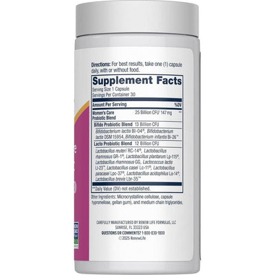 Renew Life Probióticos para mujeres, suplemento probiótico para salud digestiva, vaginal e inmune, sin refrigeración
