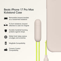 Funda Beats para iPhone 17 Pro Max con soporte, MagSafe, control de cámara, acabado mate y forro de microfibra, color piedra caliza