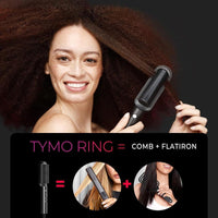 Cepillo alisador TYMO Ring con tecnología PTC, 5 ajustes de temperatura, calentamiento rápido y doble voltaje, negro