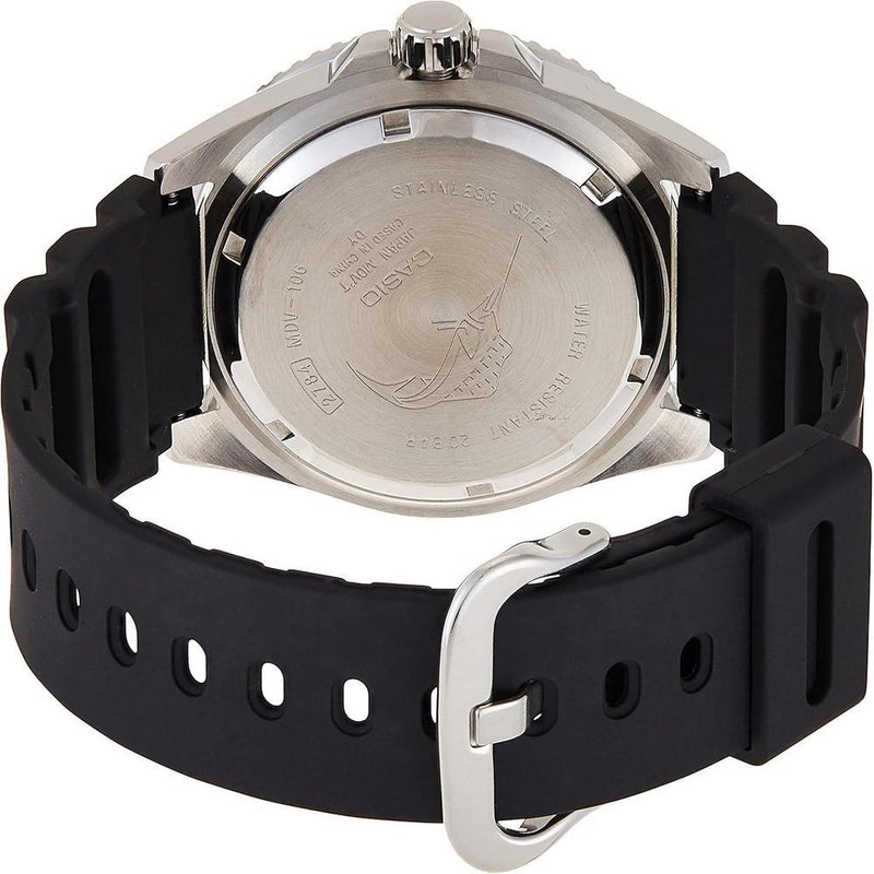 Casio MDV106 Reloj análogo unisex con caja de acero inoxidable, banda de resina, resistencia al agua, batería 3 años