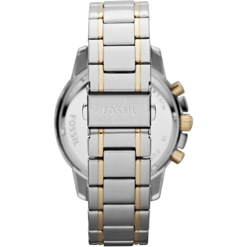 Reloj cronógrafo Fossil Dean de acero inoxidable para hombre, estilo clásico, con esfera blanca y dos tonos