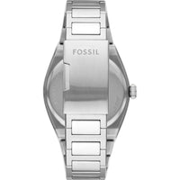 Fossil Everett - Reloj para hombre con correa de acero inoxidable o cuero, resistente al agua y esfera texturizada azul