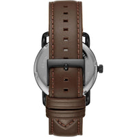 Reloj Fossil Copeland para hombre, acero inoxidable y cuero, movimiento de cuarzo con esfera negra e índices romanos, resistente al agua