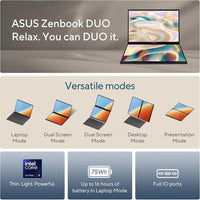 Asus Zenbook Duo Laptop 14" Oled 3K 120Hz Intel Core U9 32GB Ram 1TB Ssd Ux8406Ca-Ps99T