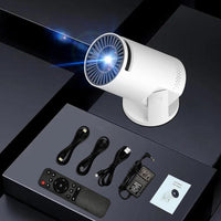 Mini proyector inalámbrico con WIFI 6 y Bluetooth, compatible con 4K y 1080P, diseño portátil giratorio compatible con múltiples dispositivos