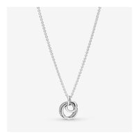 PANDORA Family Always Encircled - Collar ajustable con cierre de langosta de plata de ley y circonita cúbica con caja de regalo
