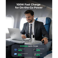 Banco de energía TALIX 125W, cargador portátil de 12800mAh con cable USB-C, tres puertos y carga rápida PD para diversos dispositivos
