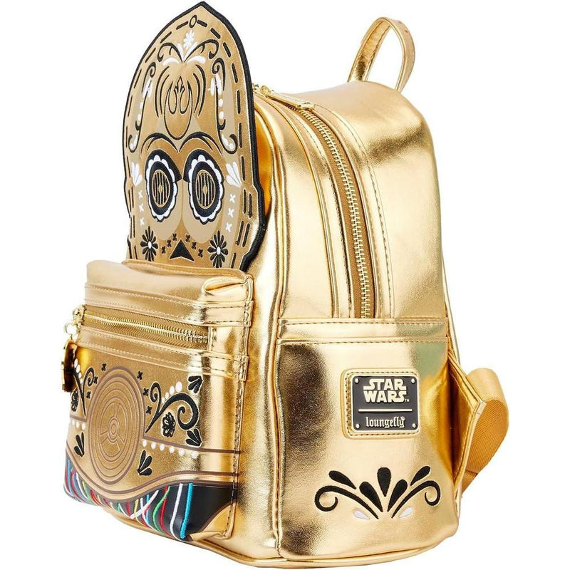 Loungefly Star Wars C-3PO Bolso de hombro bordado con doble correa mujer diseño Día de los Muertos