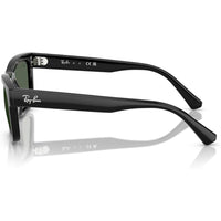 Ray-Ban Gafas de Sol Unisex con Marco Negro y Lentes Verde Oscuro, Protección UV 100%, Incluye Funda y Paño