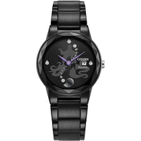 Citizen Eco-Drive Disney Villian Ursula Crystal reloj y pin set de regalo negro iones, esfera negra