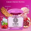 Verse Pink Crystal Intense de NovoGlow para mujer, fragancia floral y afrutada con notas de frambuesa, peonía, magnolia y loto