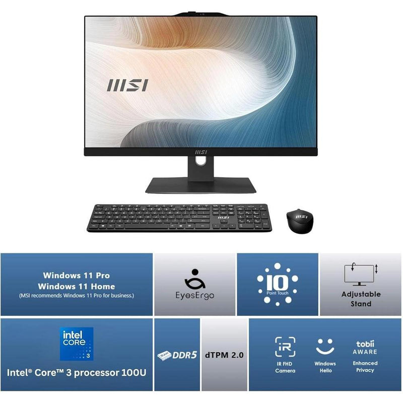MSI Escritorio Moderno AM242TP AIO con Windows 11, Intel Core i3, 8GB RAM y SSD de 512GB, Pantalla FHD Táctil
