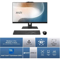 MSI Escritorio Moderno AM242TP AIO con Windows 11, Intel Core i3, 8GB RAM y SSD de 512GB, Pantalla FHD Táctil