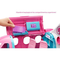 Barbie Dreamplane: Avión de Juego con Asientos Reclinables y Compartimentos Funcionales, Incluye Cachorro y Carrito de Snacks
