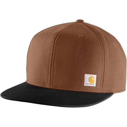 Carhartt Gorra de ala plana Firm Duck para hombre con banda antiolor y tecnología FastDry para mayor comodidad