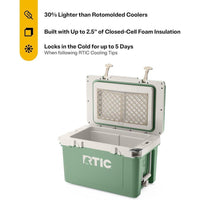 RTIC Enfriador Ultraligero 32 Cuartos, Portátil y Aislado para Bebidas y Camping, 30% más Ligero que Refrigeradores Convencionales