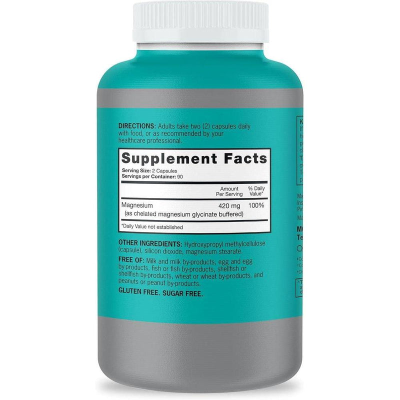 Qunol Cápsulas de magnesio 420 mg, 100% DV, alta absorción, extra fuerza, suplemento para salud ósea y muscular, 180 uds