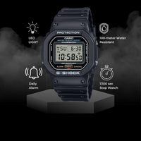 Casio G-Shock reloj digital clásico para hombre con alarma, cronómetro y resistencia al agua, modelo DW5600UE-1V