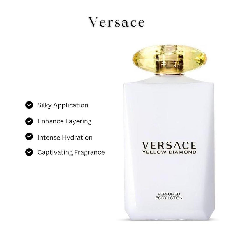 Versace Loción Corporal Diamante Amarillo, aroma floral, 200ml. Hidratación y luminosidad para la piel