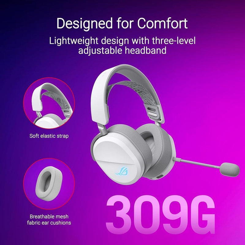 ASUS ROG Pelta Auriculares inalámbricos para juegos con micrófono desmontable, trimodo, batería de larga duración