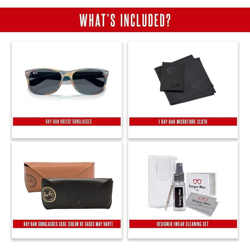 Ray-Ban RB2132 WAYFARER Lentes de sol para hombres y mujeres con kit de gafas de diseñador iWear