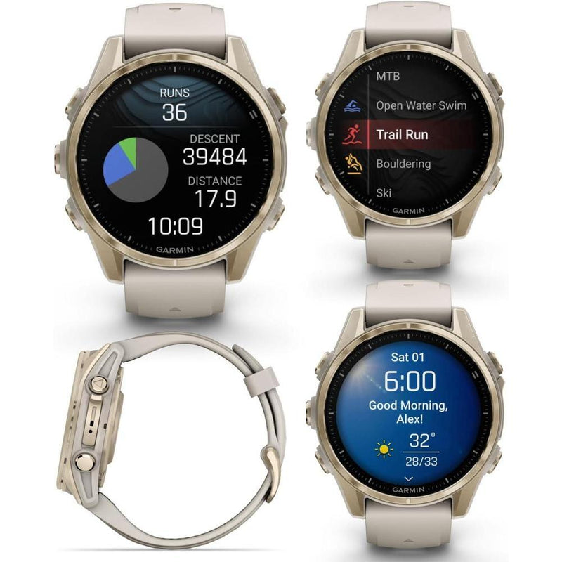 Garmin Fenix 8 Smartwatch Multideporte AMOLED Oro Suave Con Banda Gris Niebla Y Auriculares