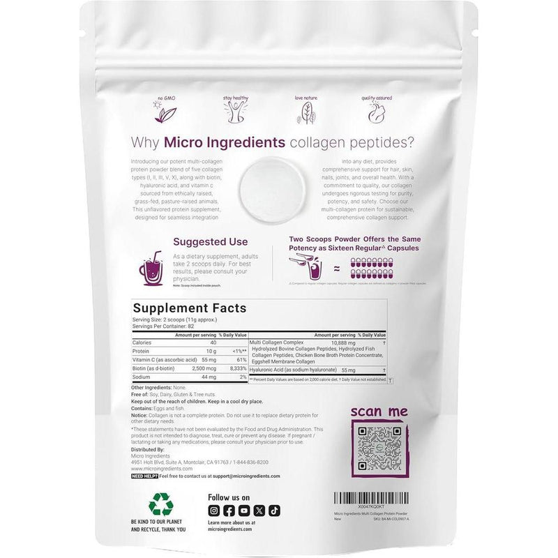 Polvo de Péptidos de Colágeno Multiples con Biotina, Ácido Hialurónico y Vitamina C