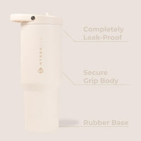 Botella HydroJug de acero inoxidable con popote, aislamiento al vacío, durable y ergonómica. Ideal para el gimnasio y actividades al aire libre