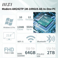 MSI Escritorio Todo en Uno de Negocios Moderno con Pantalla Táctil FHD, Intel Core i5, 16GB DDR5, SSD 1TB, Wi-Fi 6E y Webcam FHD
