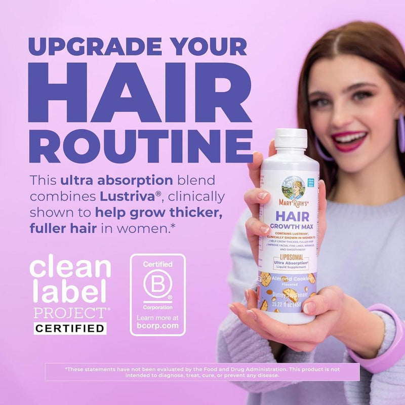MaryRuth Organics Crecimiento de Cabello MAX Liposomal con Lustriva, Biotina y Aceite de Semilla de Calabaza