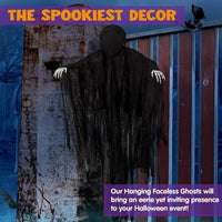JOYIN Decoración de Halloween de 160 cm para exteriores, decoración de fantasma colgante sin cara oscura en bata de terror negra