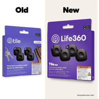 Tile Mate de Life360, rastreador Bluetooth y localizador de llaves, compatible con iOS y Android, paquete de 4, color negro