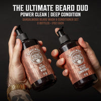 Kit de acondicionador y lavado para barba con aceites de argán y jojoba, aroma natural de sándalo