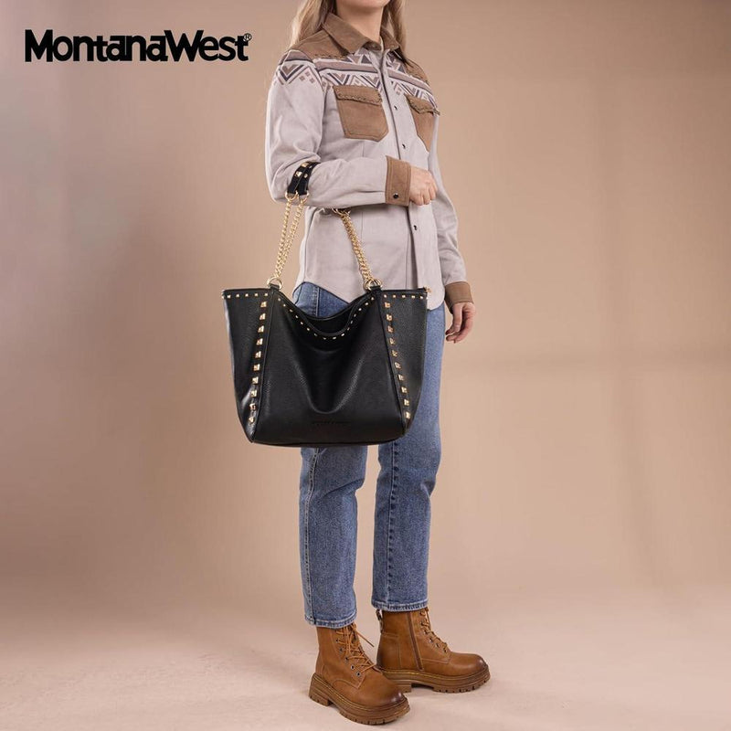 Montana West - Bolso de mano grande con asa superior sobredimensionada y bolsos con cadena elegante para mujer