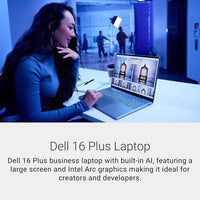 Dell Laptop 16 Plus DB16250, Pantalla 16:10 2.5K, Intel Core Ultra 9, 32GB RAM, 2TB SSD, Gráficos Intel Arc, Teclado Retroiluminado Azul