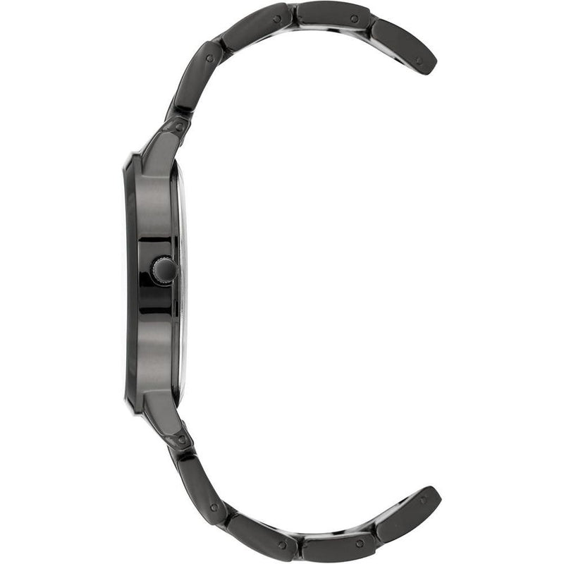 Nine West Reloj de pulsera Gunmetal elegante para mujer con pulsera metálica y esfera analógica