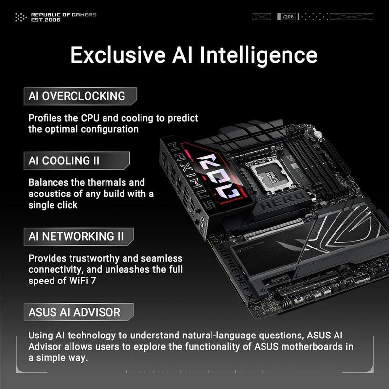 ASUS ROG Maximus Z890 Hero Placa base Intel Z890 LGA 1851, Intel avanzada lista para PC, 22+2+1+2 etapas, DDR5, WiFi 7, 3X PCIe 5.0 M.2