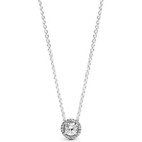 PANDORA Collar de Elegancia Clásica con Circonita Cúbica y Halo de Plata de Ley que Completa Cualquier Estilo