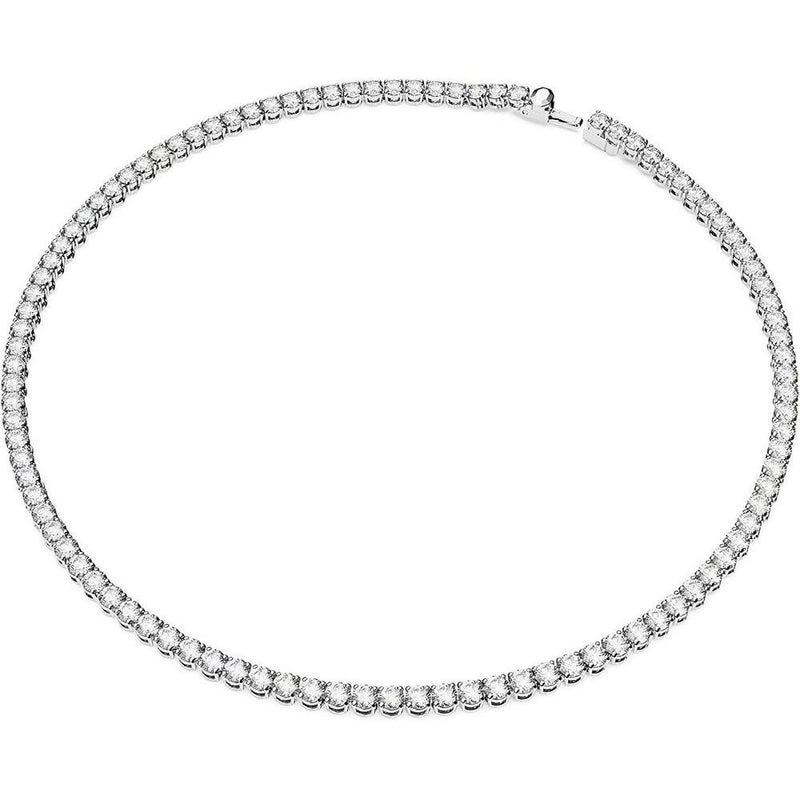 Swarovski Matrix Tennis Necklace con cristales azules brillantes y acabado en rodio